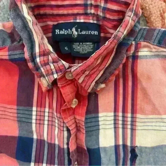 100% cotton Ralph Lauren blue label holiday button down shirt size 5 no flaws - Picture 2 of 3